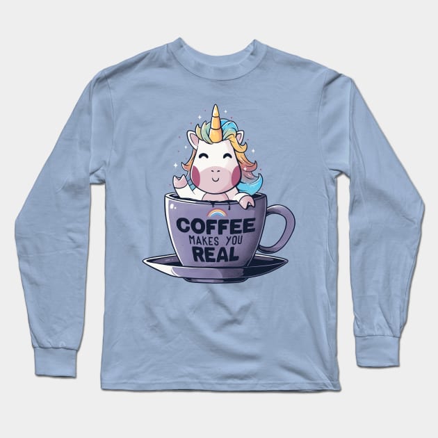 Coffee Makes You Real Funny Cute Unicorn - Light Long Sleeve T-Shirt by eduely